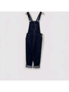 Topshop Moto Selvedge Denim Overalls Womens US 8 Navy Rigid Italy Preppy Grunge